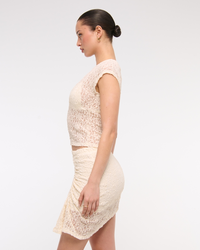 Mid Rise Asymmetrical Hem Midi Skirt(cream,XXS)