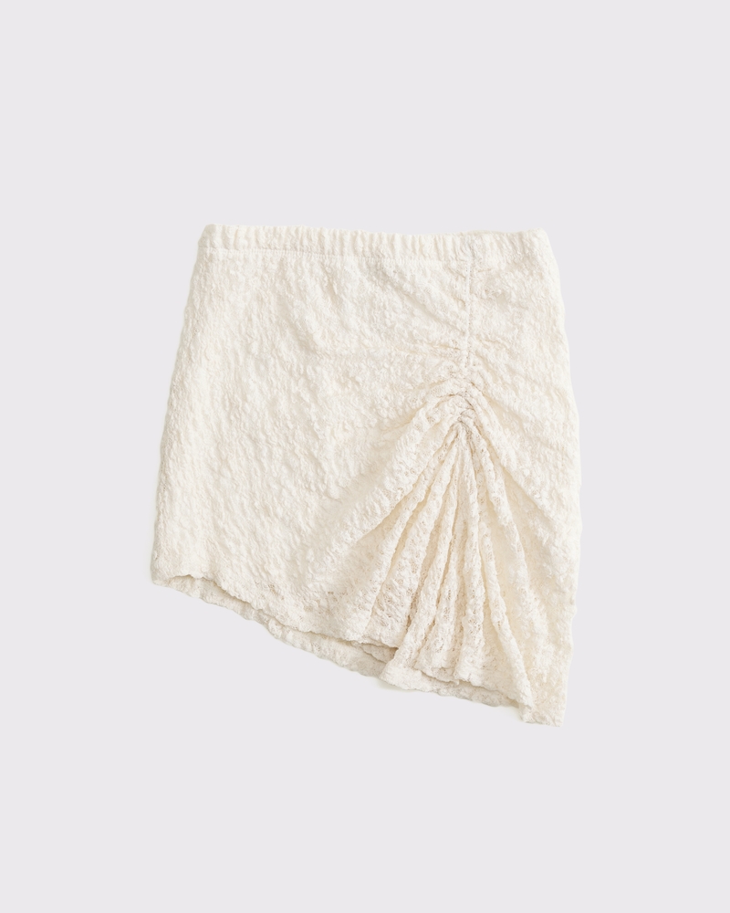 Mid Rise Asymmetrical Hem Midi Skirt(cream,XXS)
