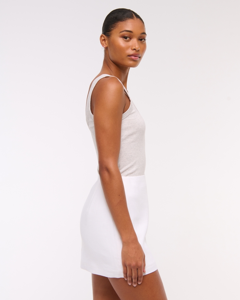 The A&F Scarlett Curve Love Linen-Blend Mini Skort(white,XXS)