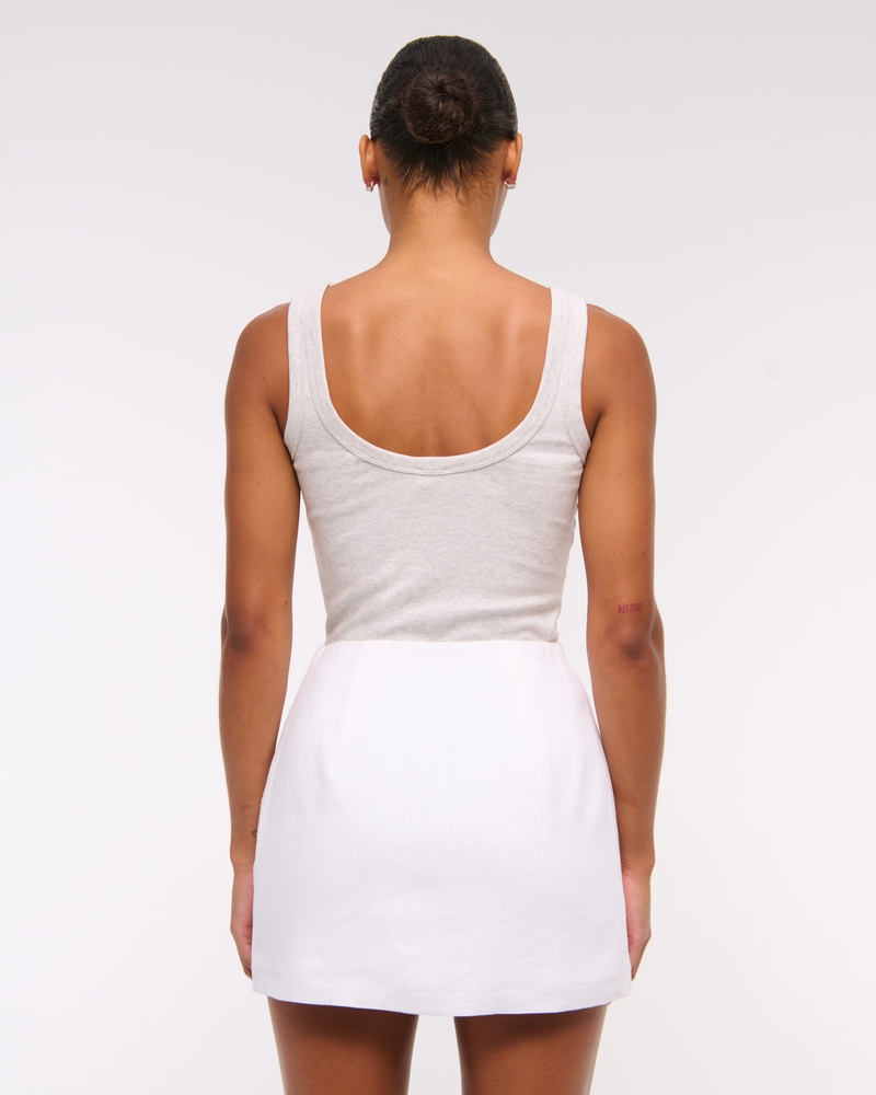 The A&F Scarlett Curve Love Linen-Blend Mini Skort(white,XXS)