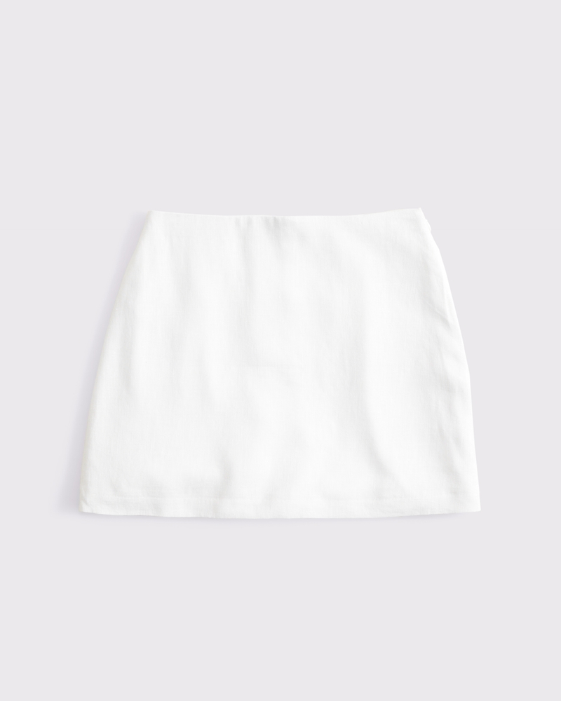 The A&F Scarlett Curve Love Linen-Blend Mini Skort(white,XXS)