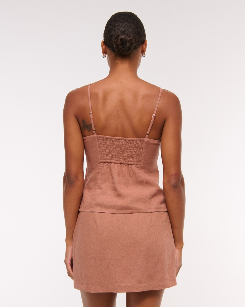 The A&F Scarlett Linen-Blend Mini Skort(brown,XXS)