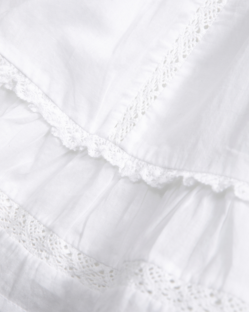 Flirty Lace-Trim Mini Skort(white,XXS)