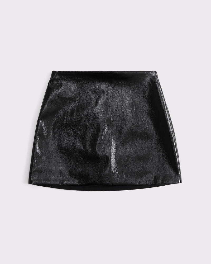 The A&F Scarlett Vegan Leather Mini Skort(black,XXS)