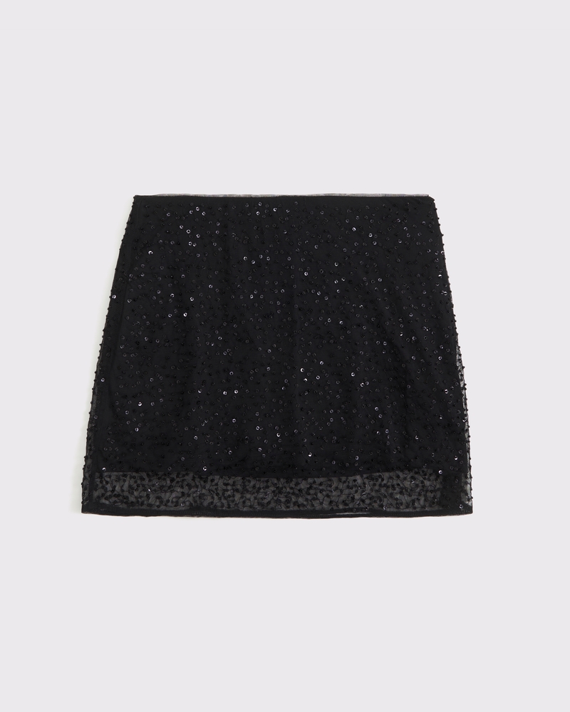 The A&F Scarlett Sequin Mini Skort(black,XXS)