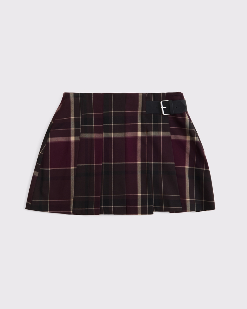 High Rise Pleated Belted Skort