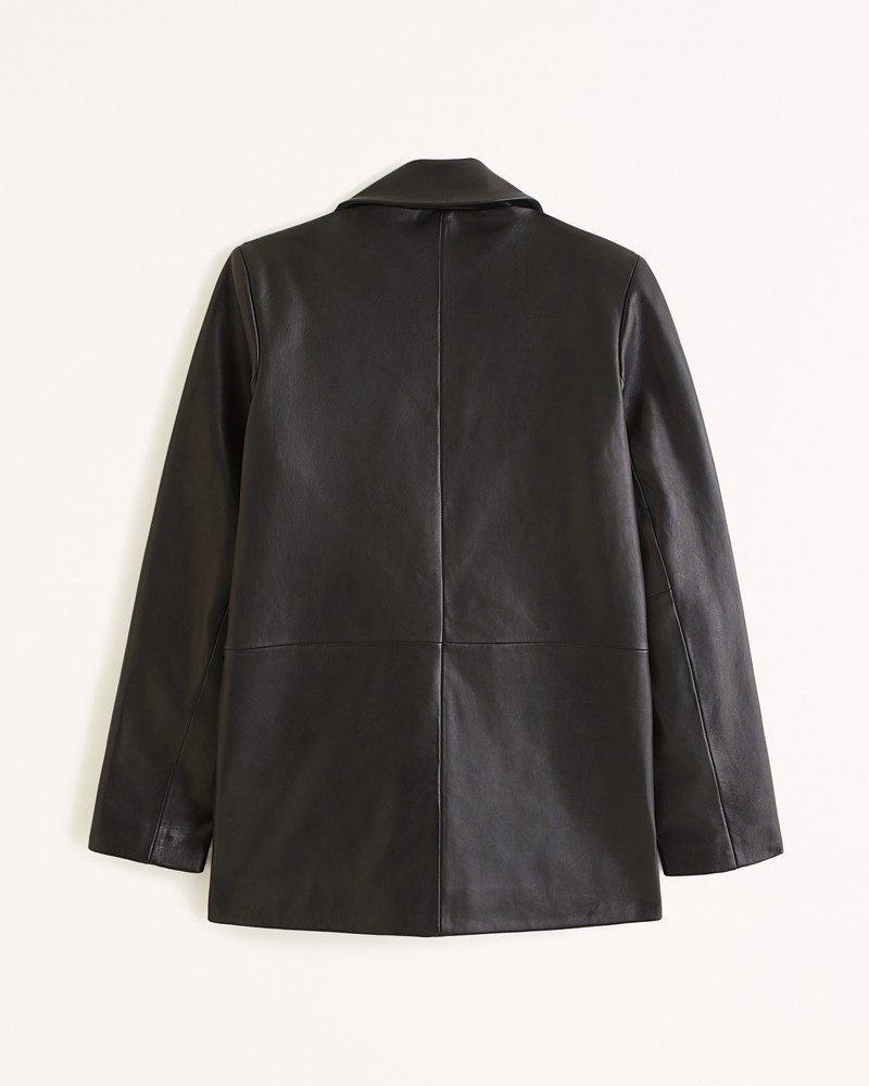 Genuine Leather Blazer(black,XXS)