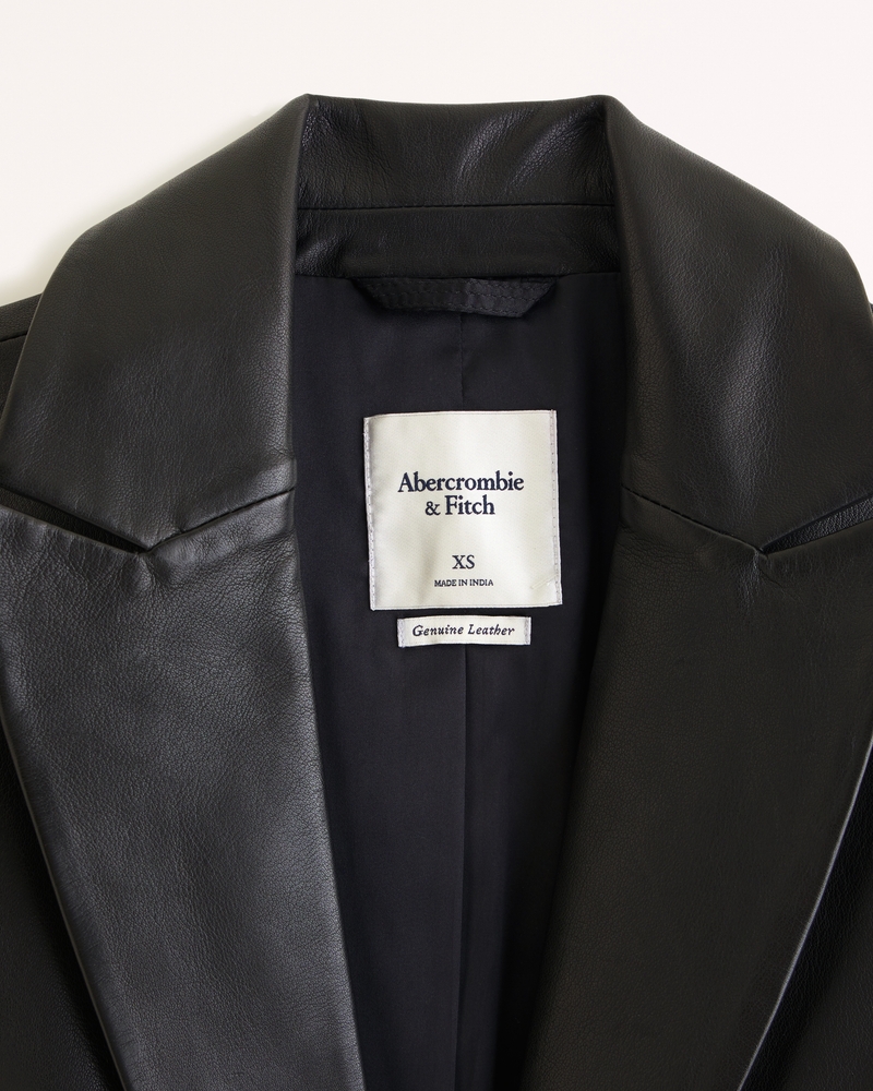 Genuine Leather Blazer(black,XXS)