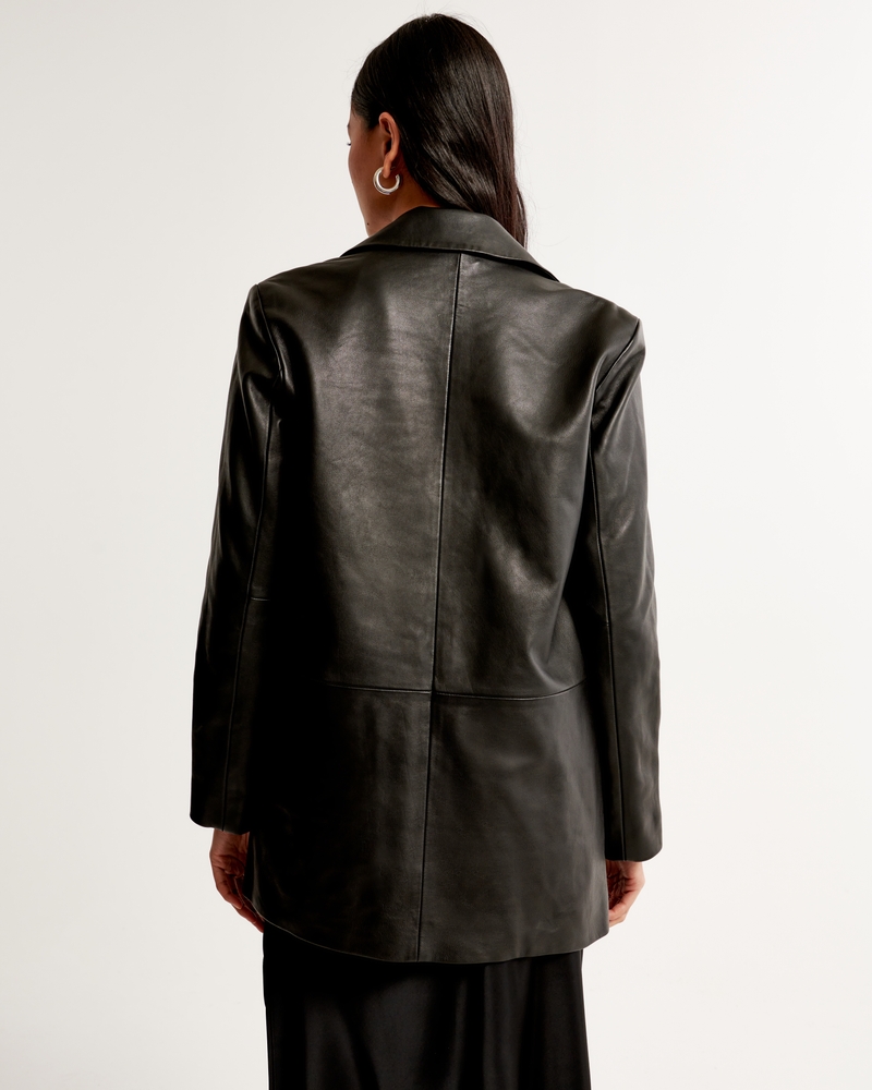 Genuine Leather Blazer(black,XXS)