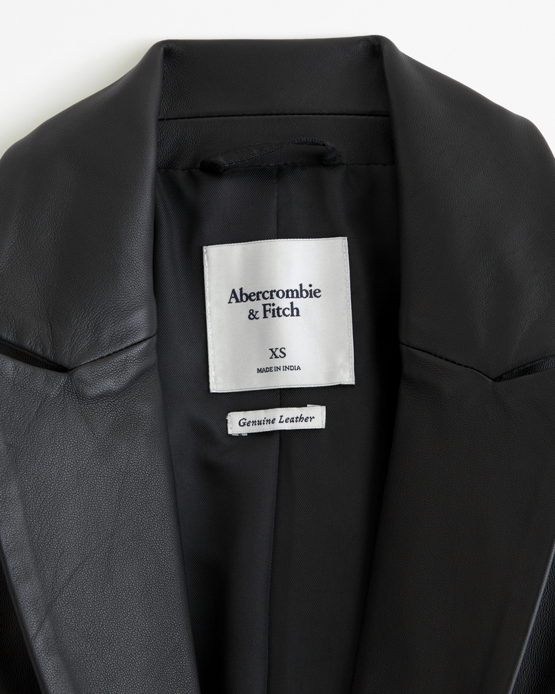 Genuine Leather Blazer(black,XXS)