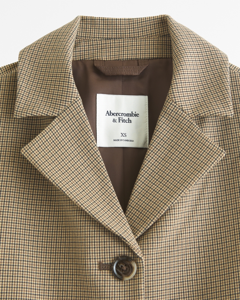 Short Menswear Blazer(brown plaid,XXS)
