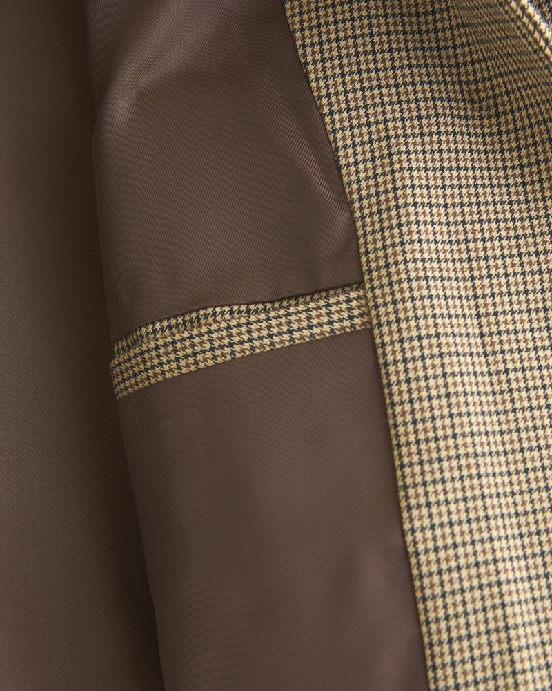 Short Menswear Blazer(brown plaid,XXS)