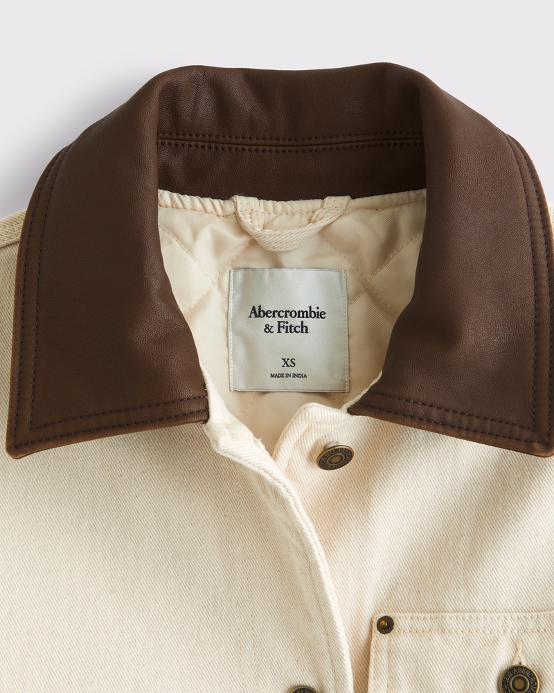 Mid-Length Twill Workwear Jacket(cream,XXS)