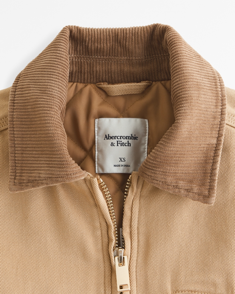 Cropped Twill Workwear Jacket(brown,XXS)
