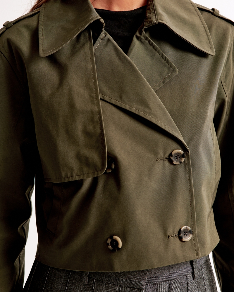 Cropped Trench Coat(forest green,XXS)