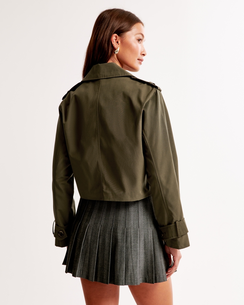 Cropped Trench Coat(forest green,XXS)