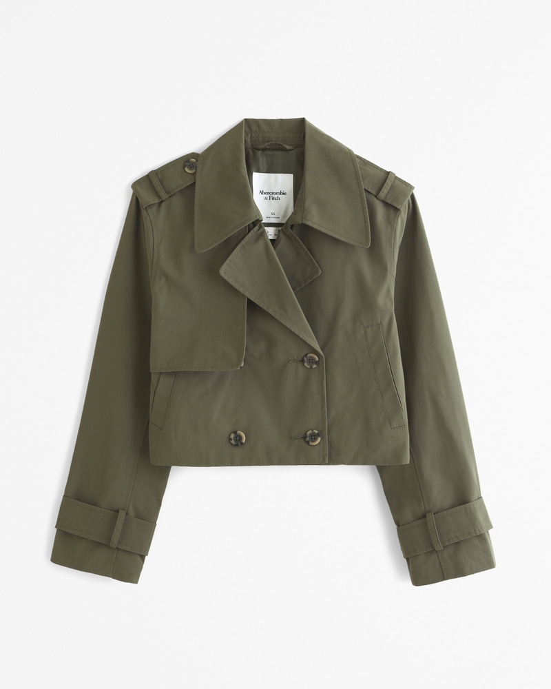 Cropped Trench Coat(forest green,XXS)