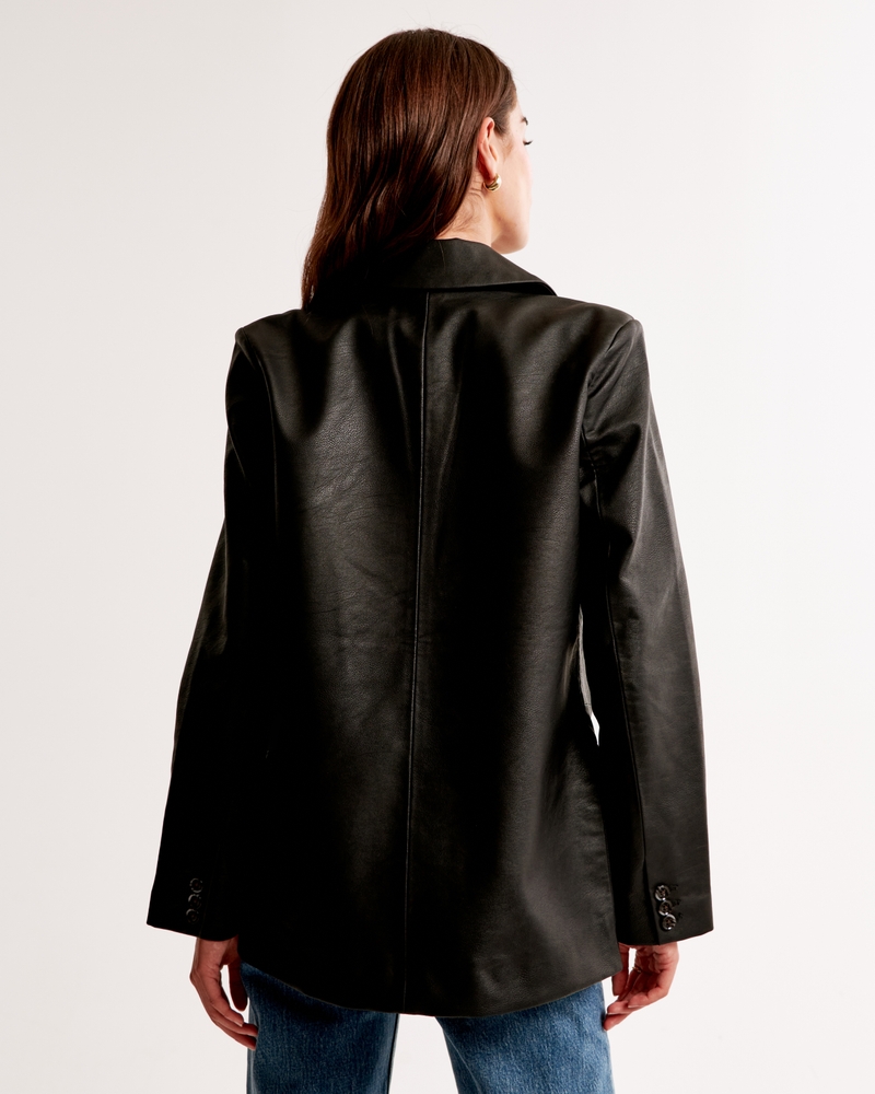 Vegan Leather Blazer(black,XXS)