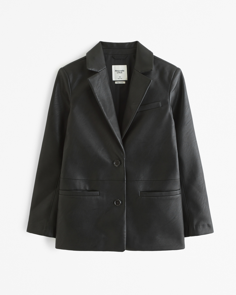 Vegan Leather Blazer(black,XXS)