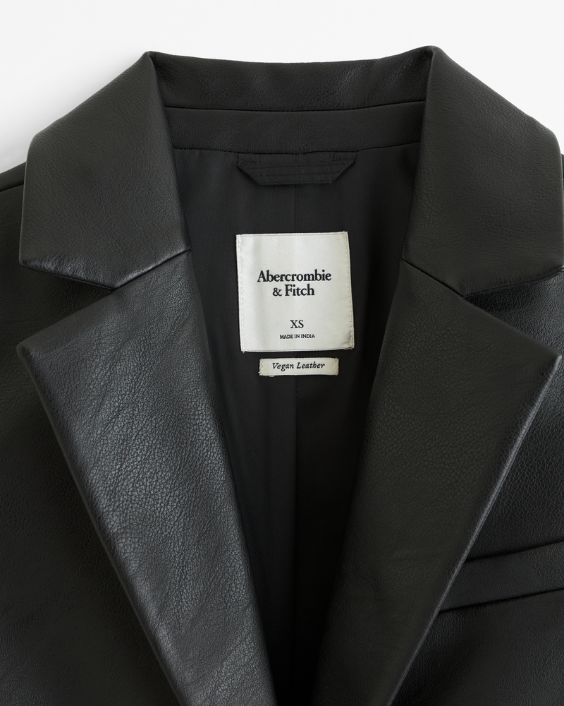 Vegan Leather Blazer(black,XXS)