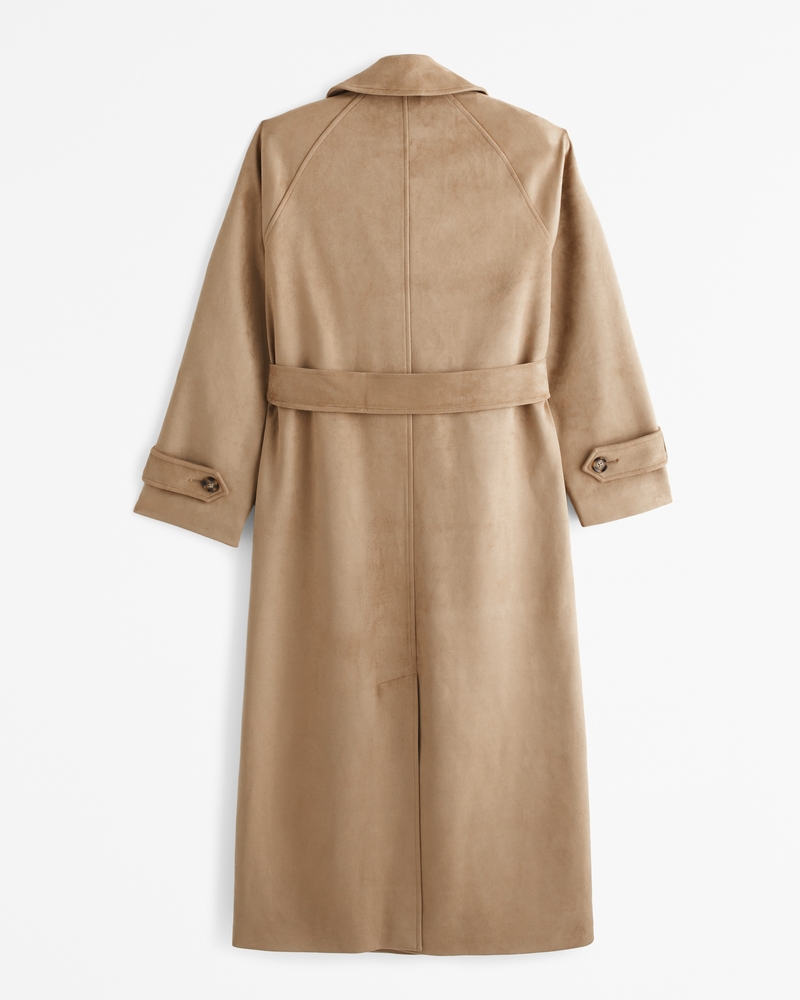 Faux Suede Trench Coat(sand,XXS)