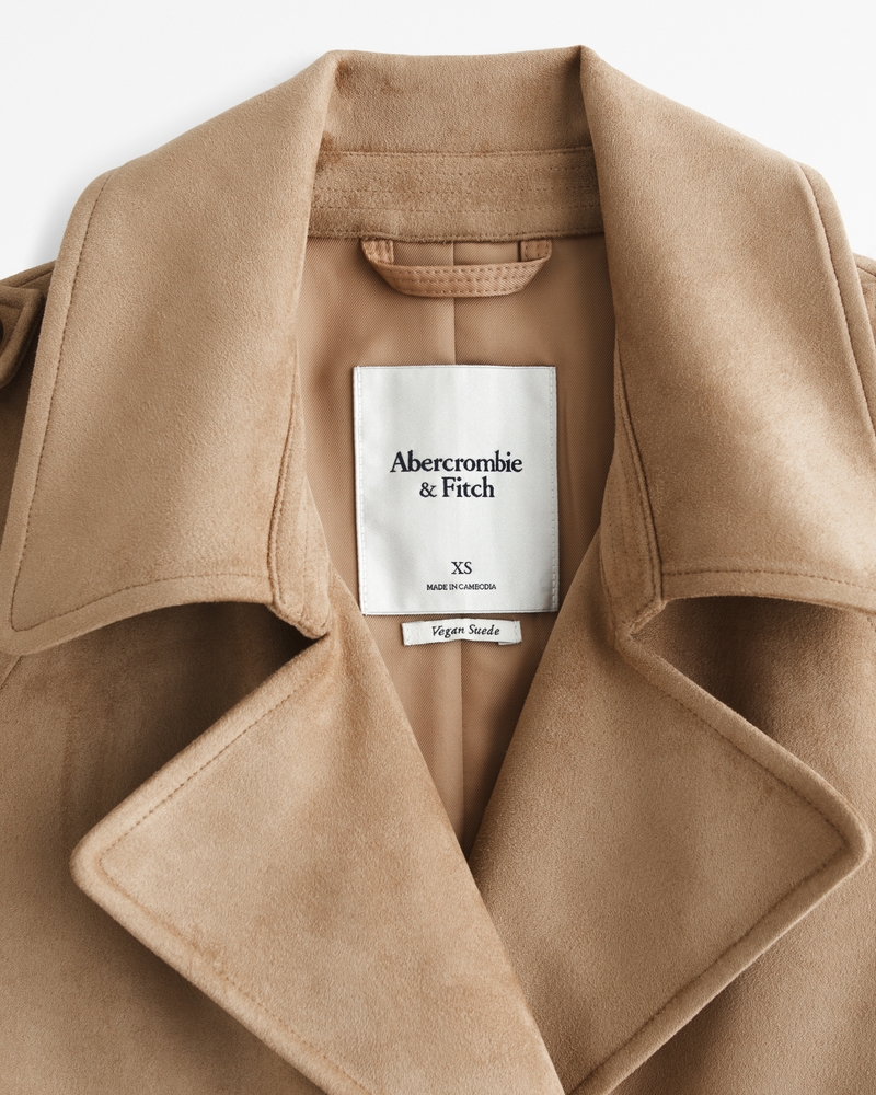 Faux Suede Trench Coat(sand,XXS)