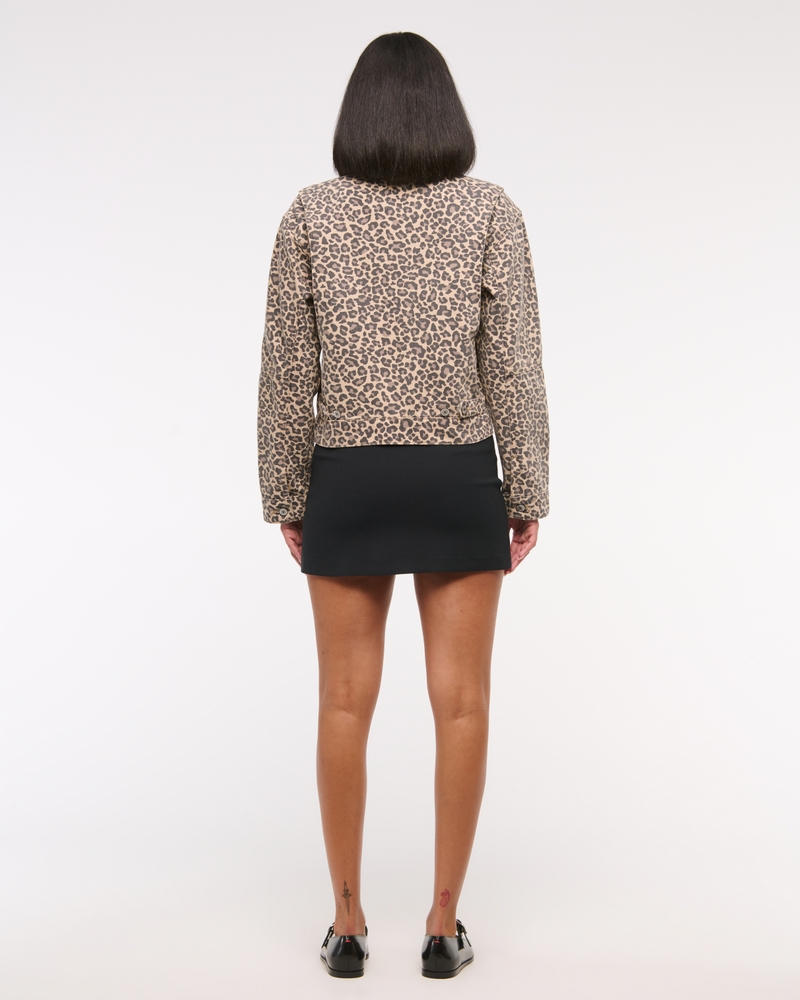 Denim Zip-Up Jacket(leopard print,XXS)