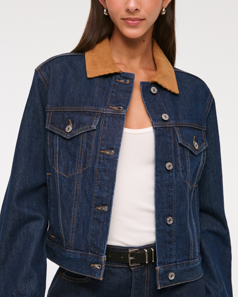 Denim Trucker Jacket(dark wash,XXS)