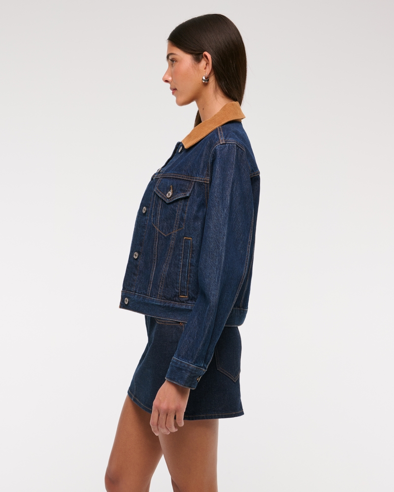Denim Trucker Jacket(dark wash,XXS)