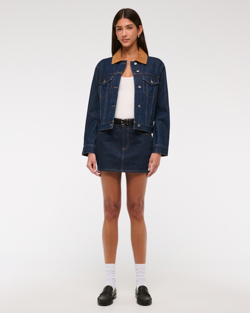 Denim Trucker Jacket(dark wash,XXS)