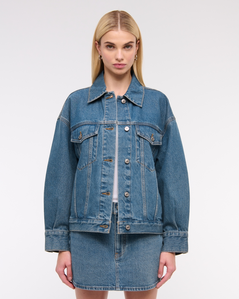 Oversized Distressed Denim Trucker Jacket
