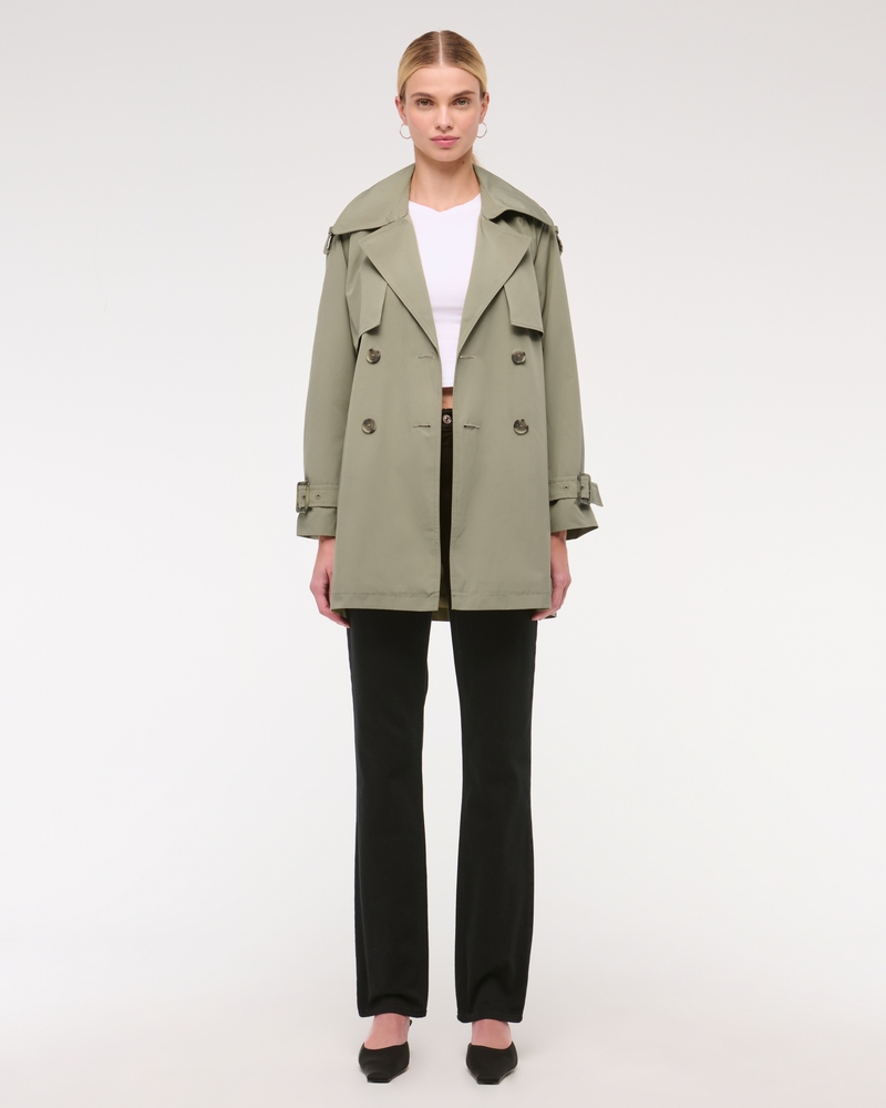 Mid-Length Trench Coat(green,XXS)