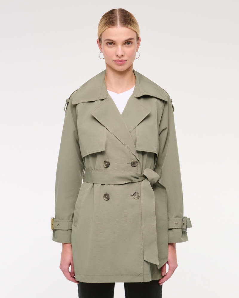 Mid-Length Trench Coat(green,XXS)