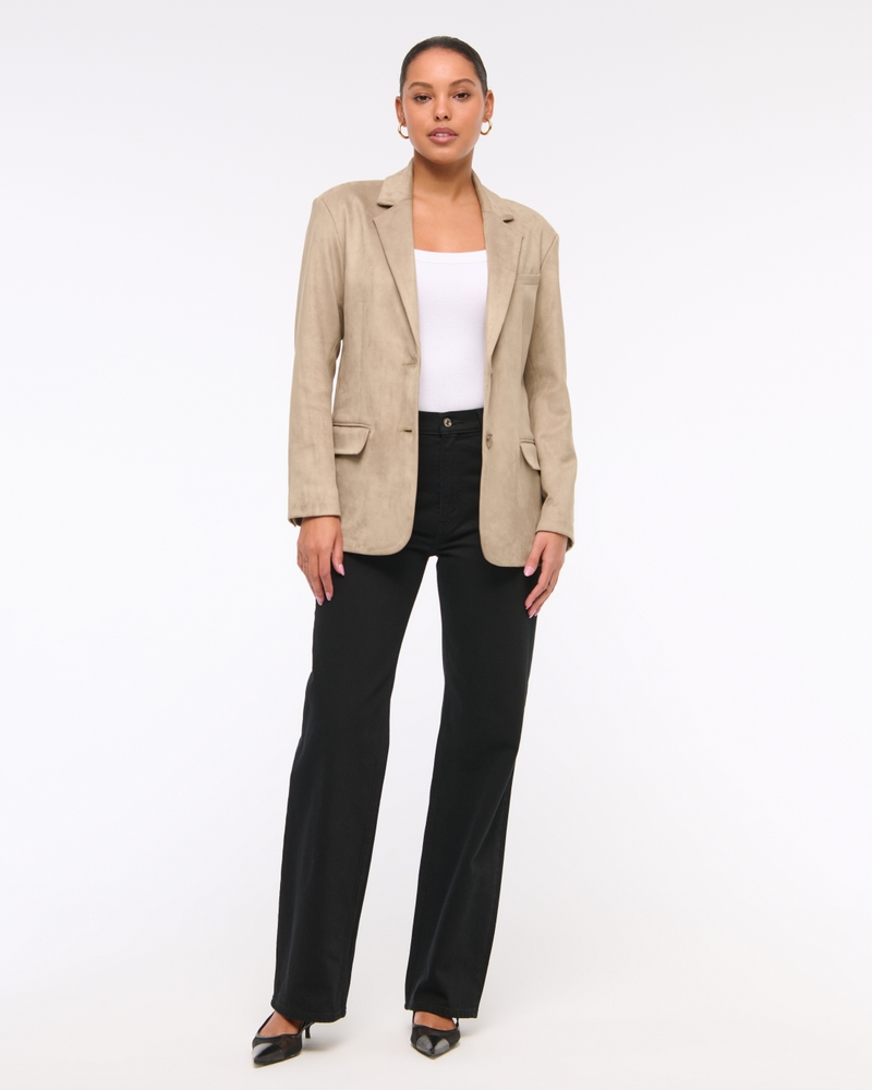 Vegan Suede Slouchy Blazer(light brown,XXS)