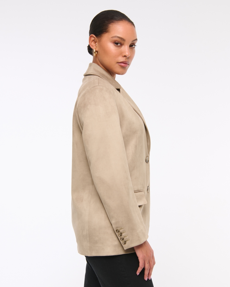Vegan Suede Slouchy Blazer(light brown,XXS)