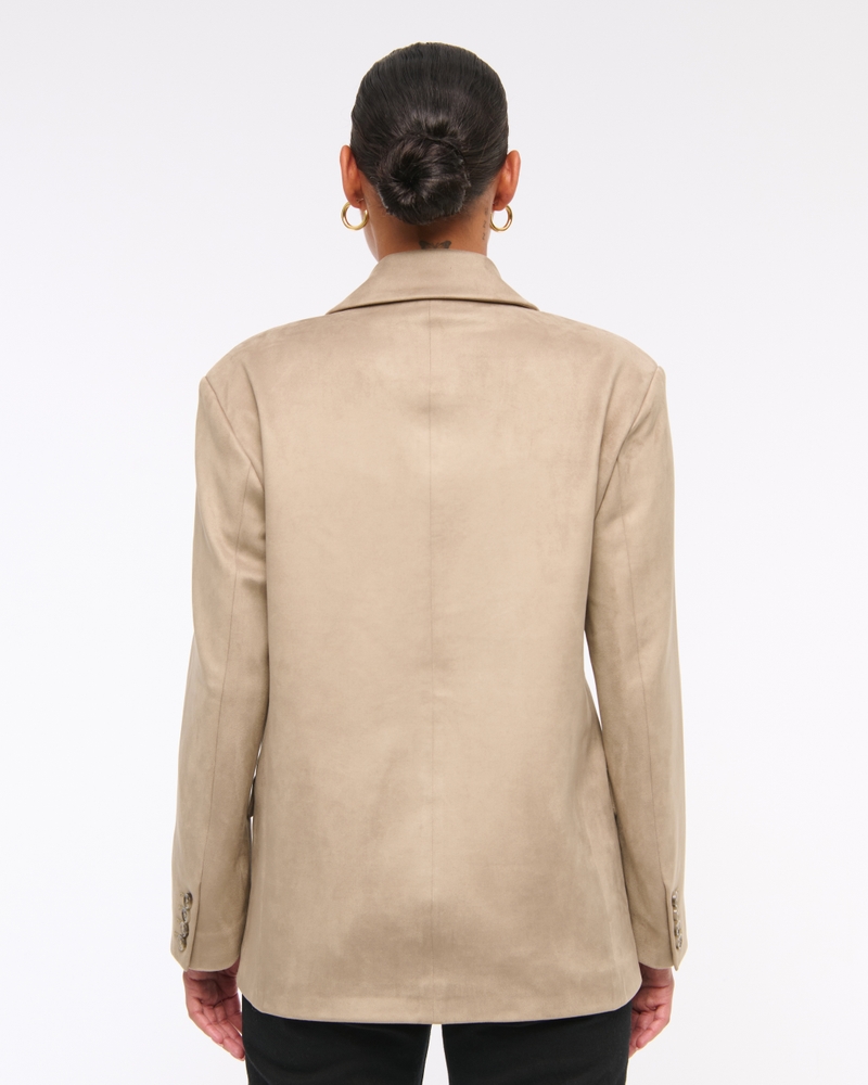 Vegan Suede Slouchy Blazer(light brown,XXS)