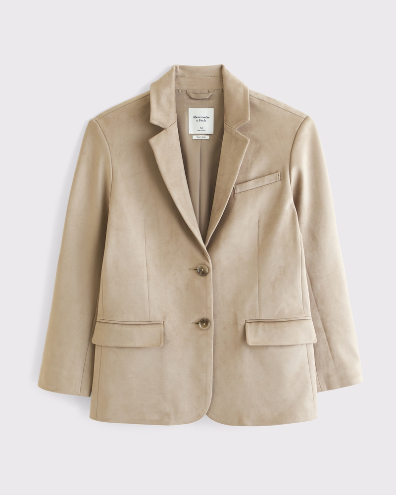 Vegan Suede Slouchy Blazer(light brown,XXS)