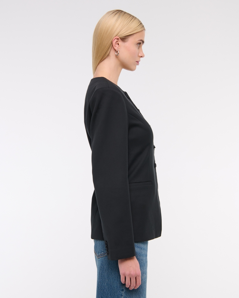 Collarless Suiting Blazer(black,XXS)