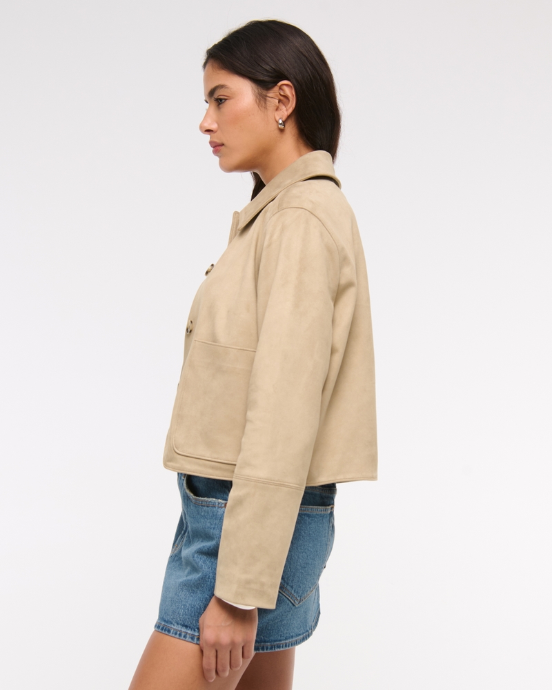 Vegan Suede Button-Through Jacket(light brown,XXS)