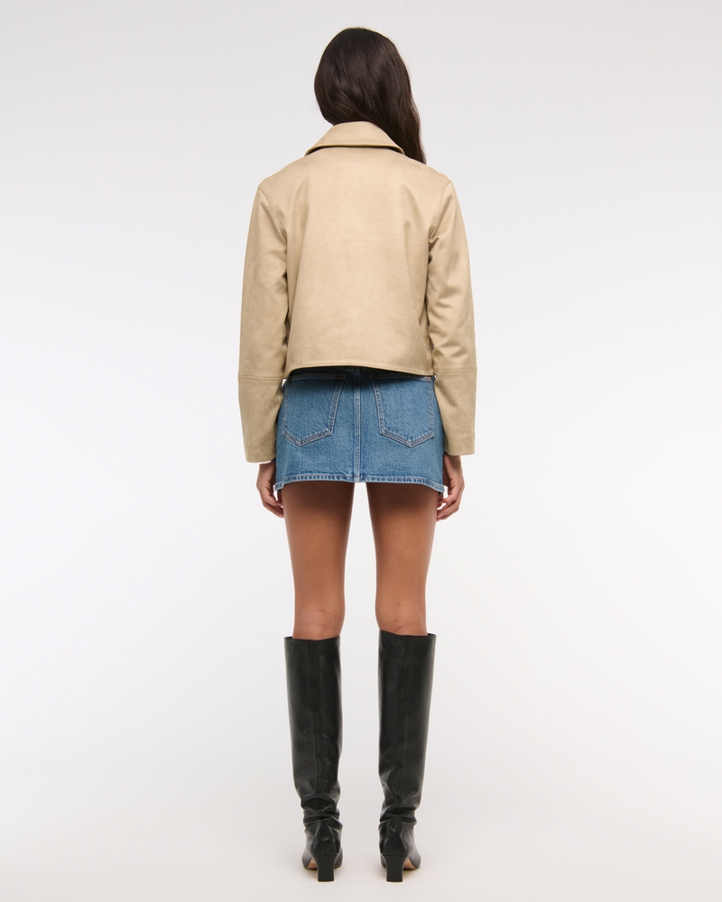 Vegan Suede Button-Through Jacket(light brown,XXS)