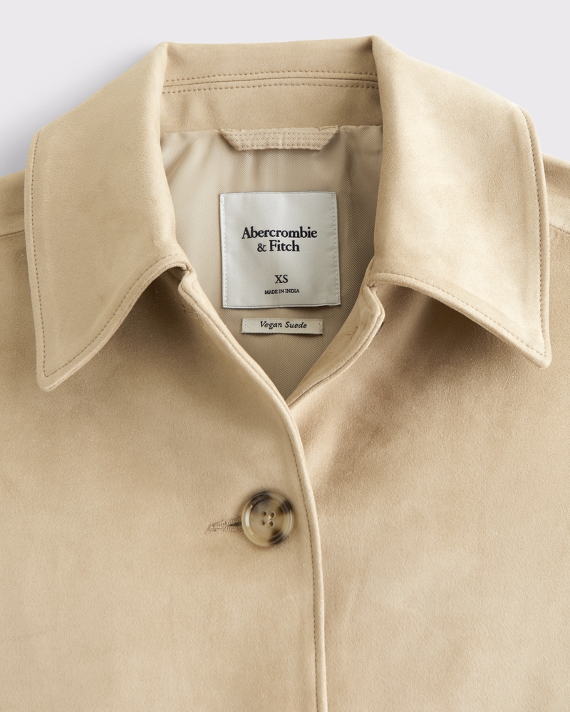 Vegan Suede Button-Through Jacket(light brown,XXS)