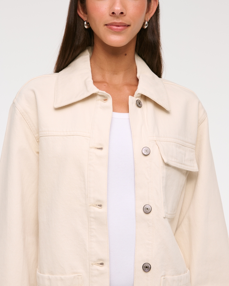 Denim Utility Shirt Jacket(cream,XXS)