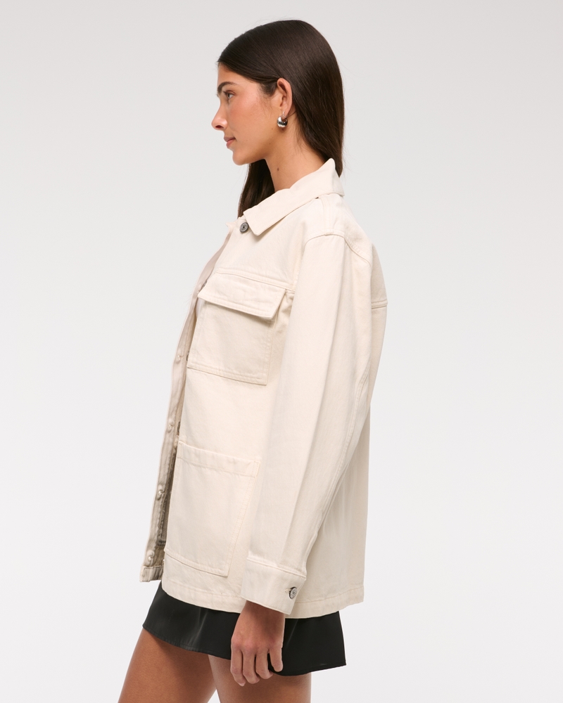 Denim Utility Shirt Jacket(cream,XXS)
