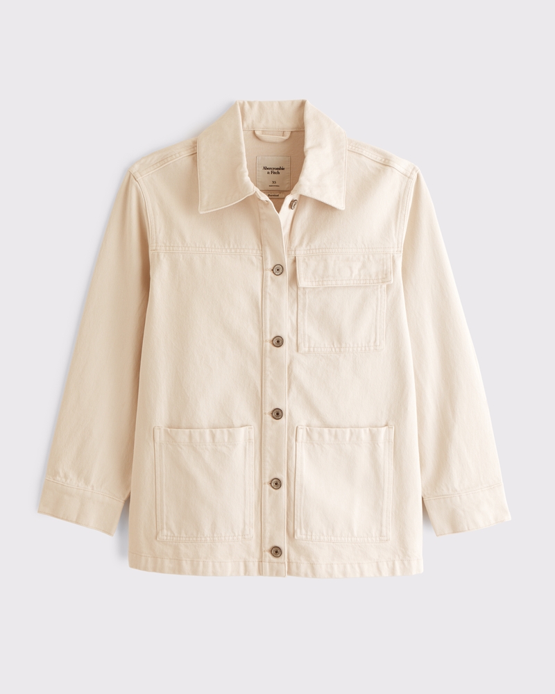 Denim Utility Shirt Jacket(cream,XXS)