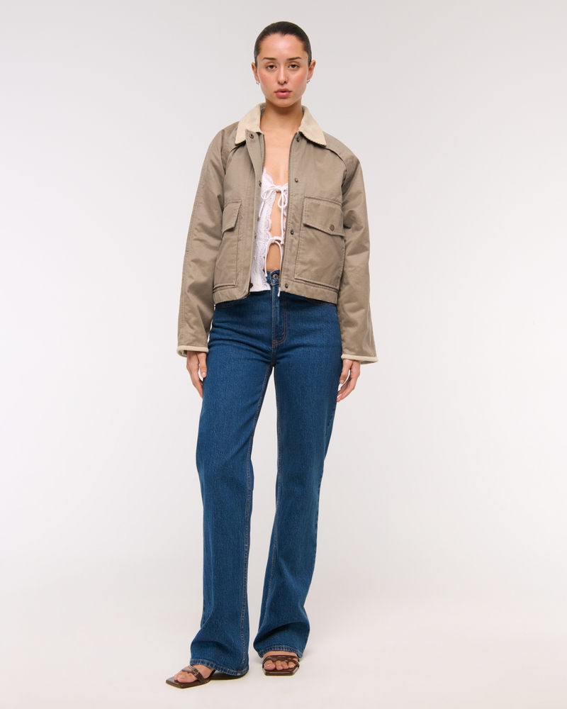 Short Waxed Chore Jacket(brown,XXS)