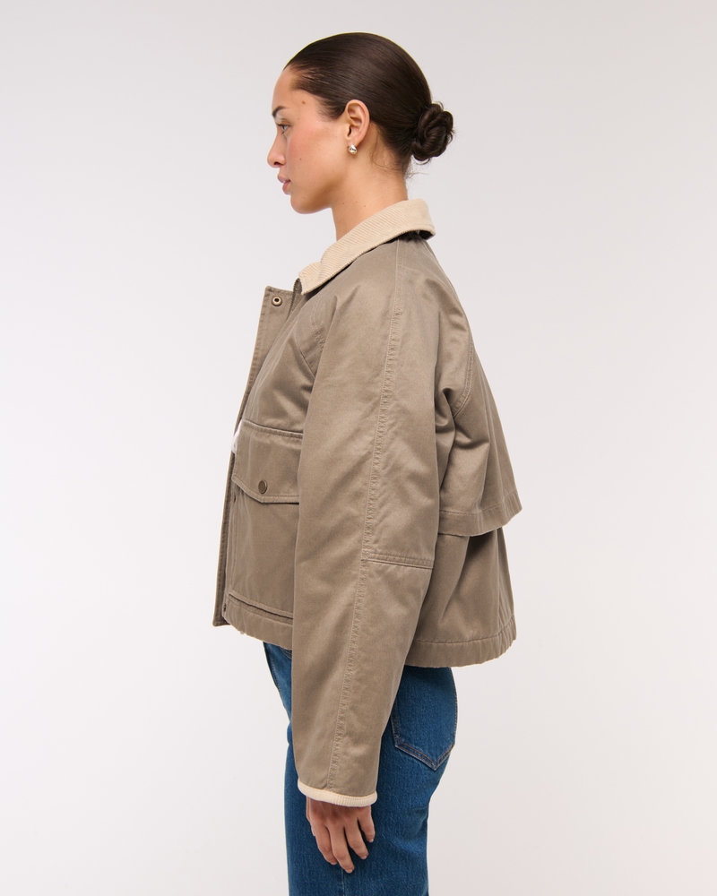 Short Waxed Chore Jacket(brown,XXS)