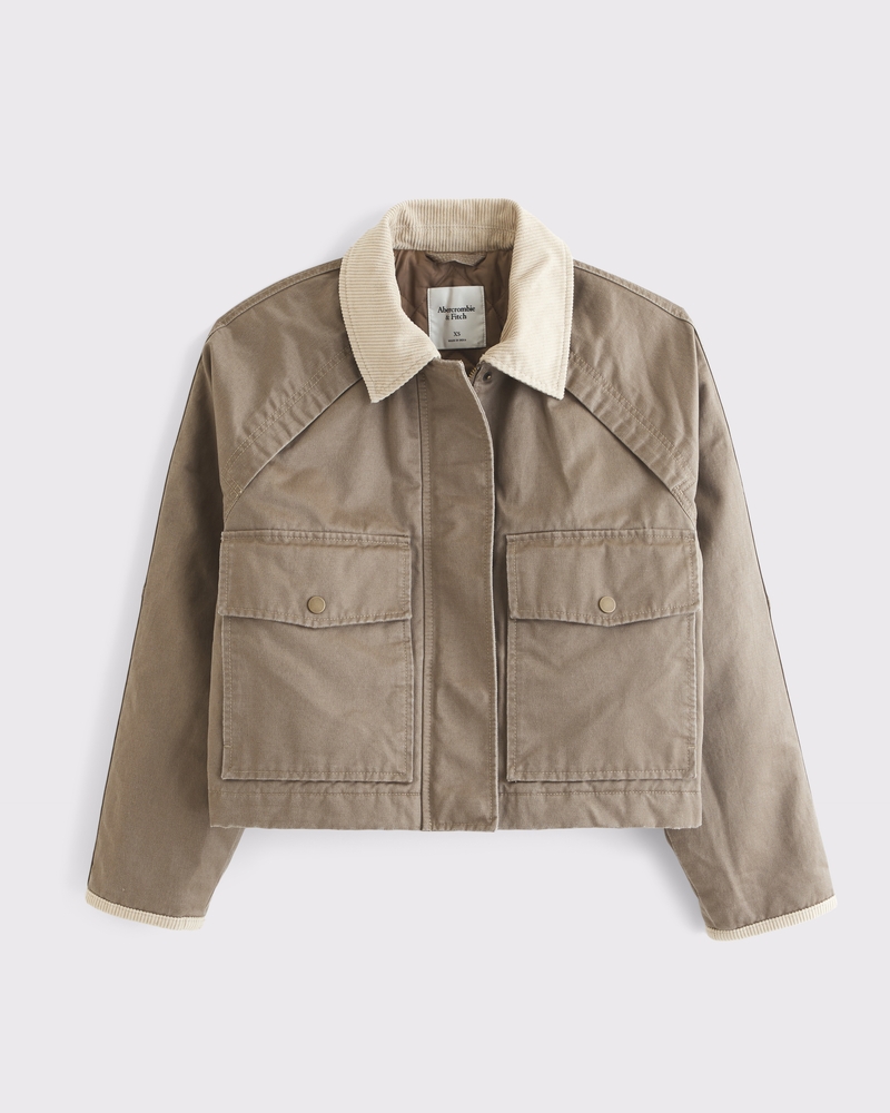 Short Waxed Chore Jacket(brown,XXS)