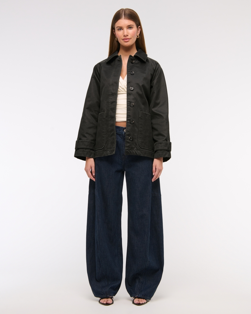Waxed Belted Utility Jacket(black,XXS)