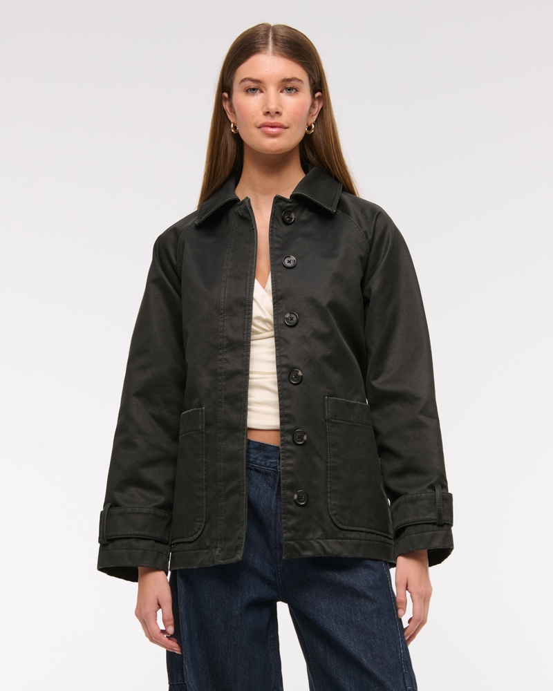 Waxed Belted Utility Jacket(black,XXS)