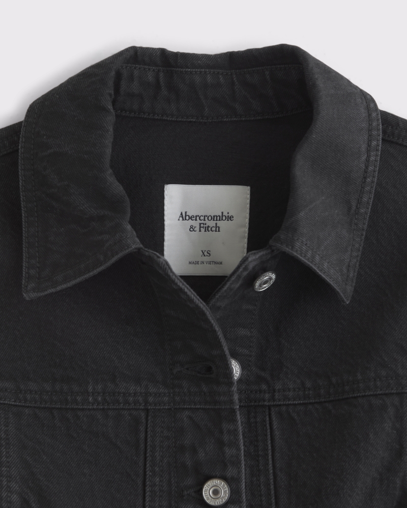 Slim Barrel Sleeve Denim Jacket(black,XXS)